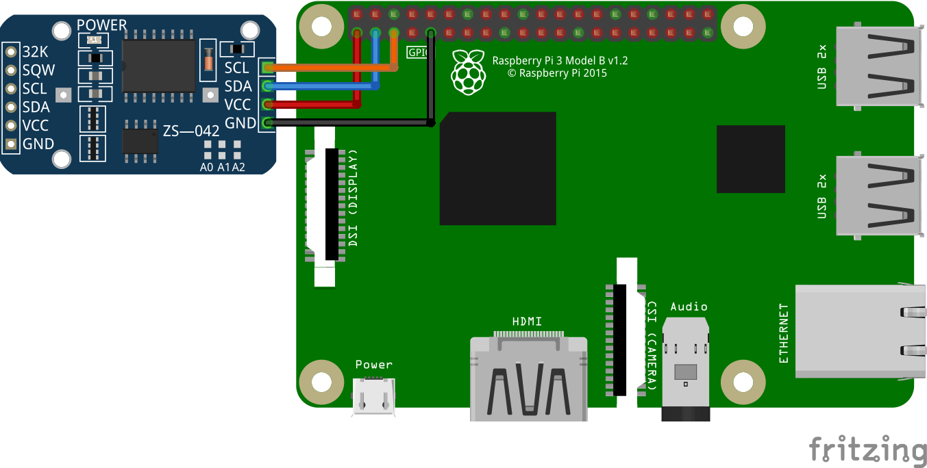 Circuit of DS3231 Real Time Clock in Raspberry Pi
